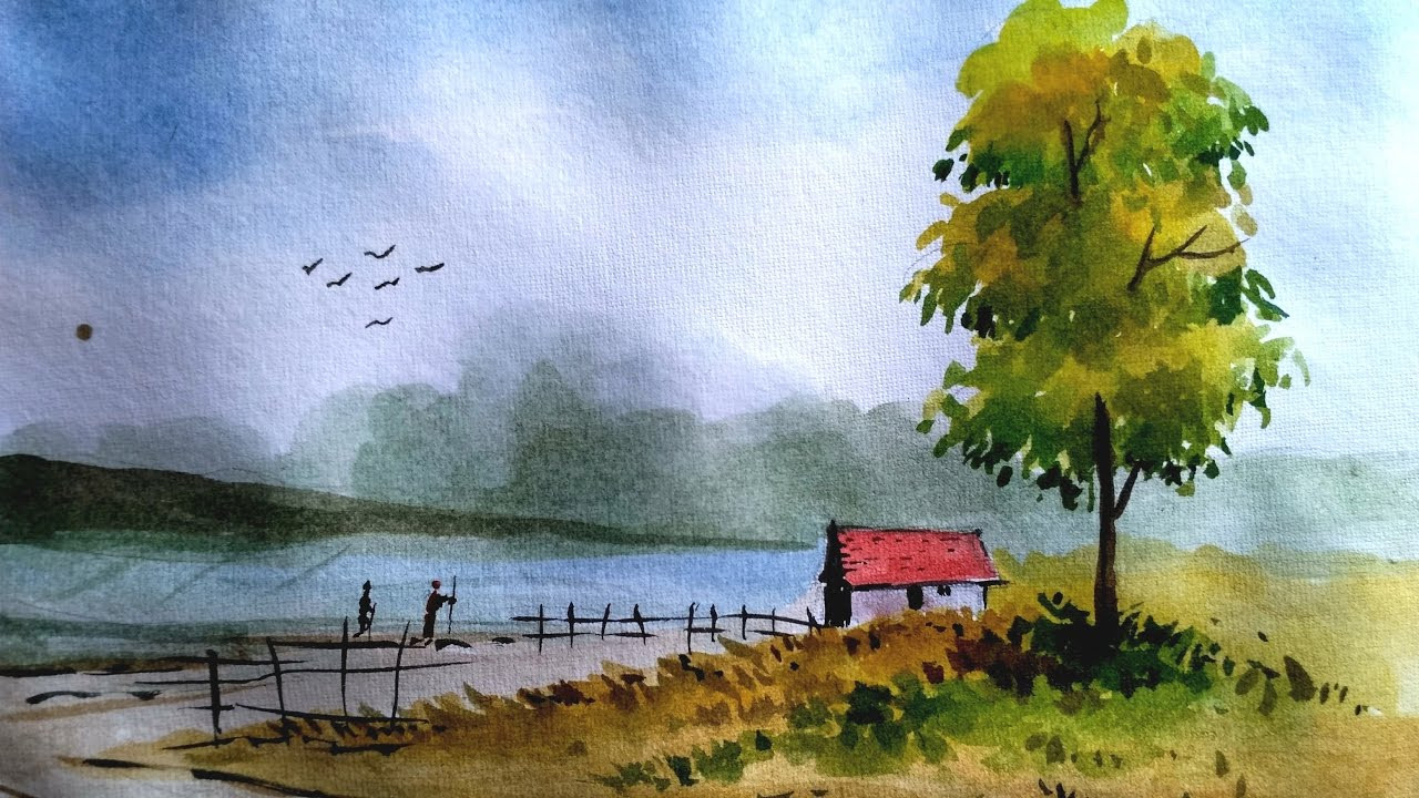 Simple Landscape Painting
 How to paint a simple landscape in watercolor