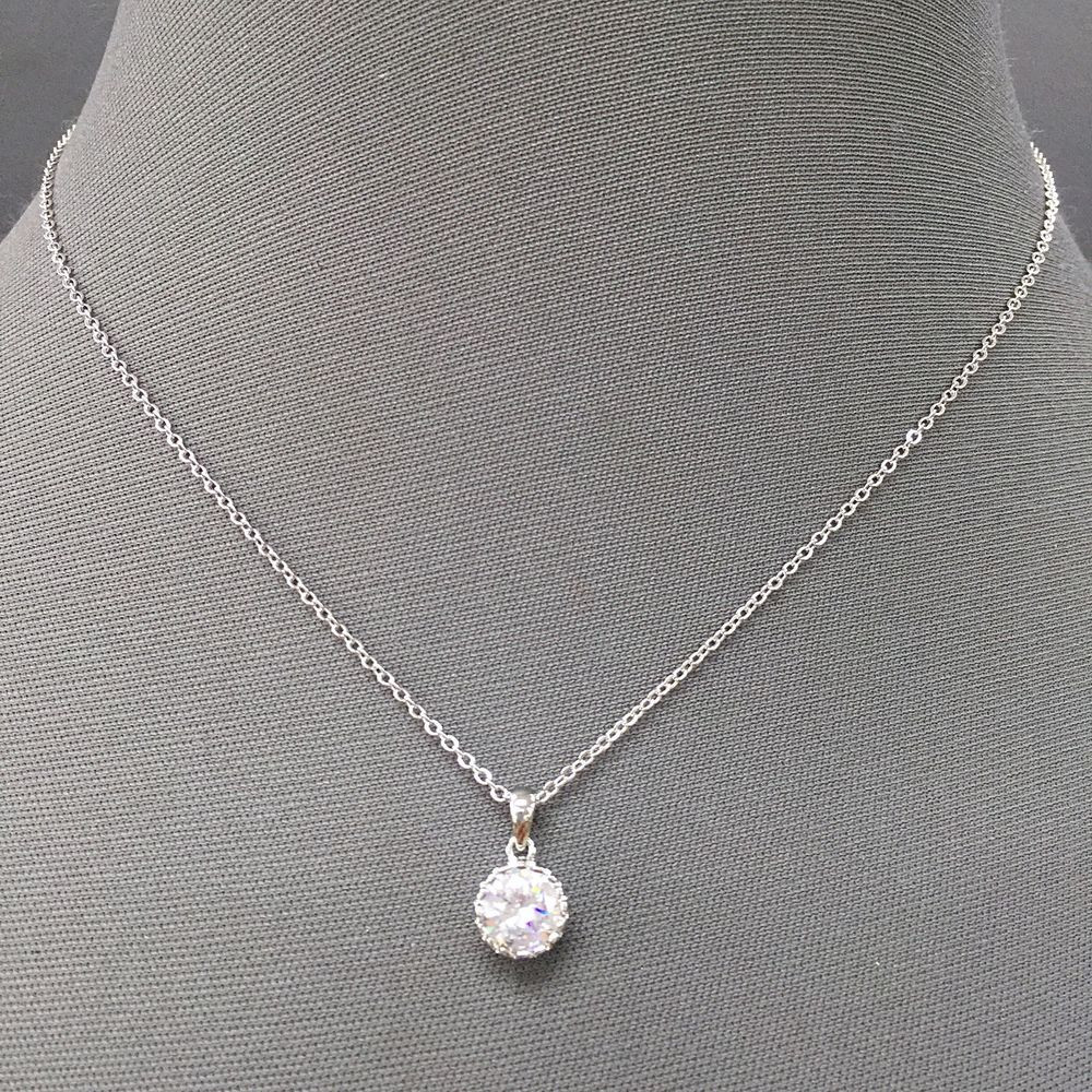 Simple Pendant Necklace
 Silver Chain Simple Dainty Designer Inspired Cubic