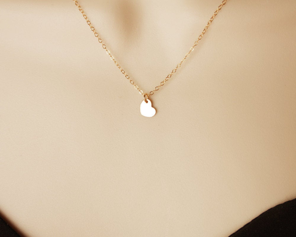 Simple Pendant Necklace
 Heart necklace 14K gold filled simple petite small short