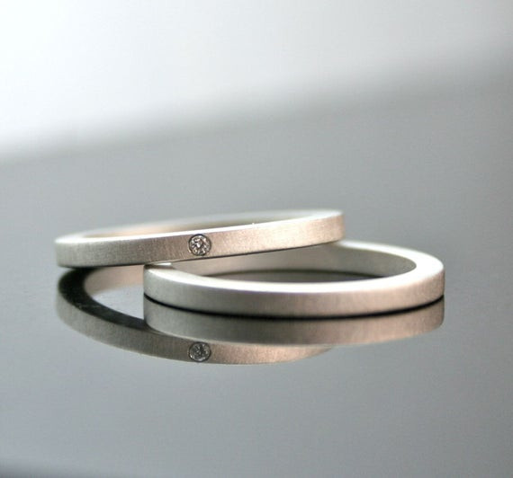 Simple Wedding Bands
 e Tiny Diamond Ring Set Simple Wedding Rings Sterling