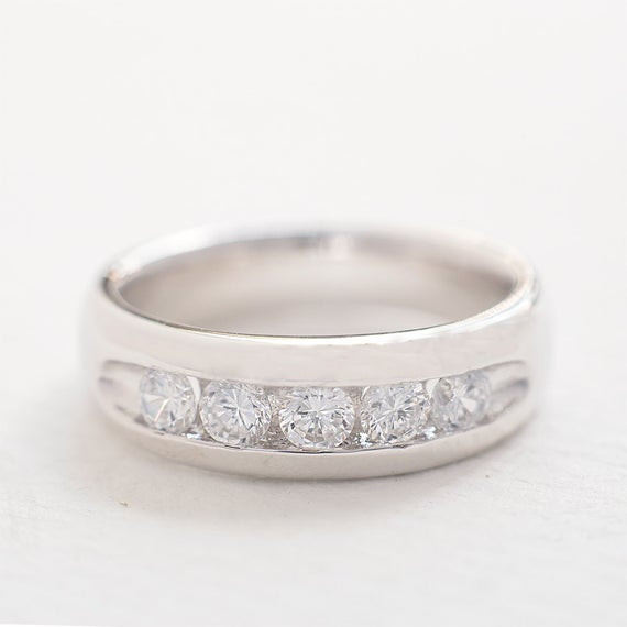 Simple Wedding Bands
 Simple Wedding Band for Women CZ Silver Band Proposed Ring