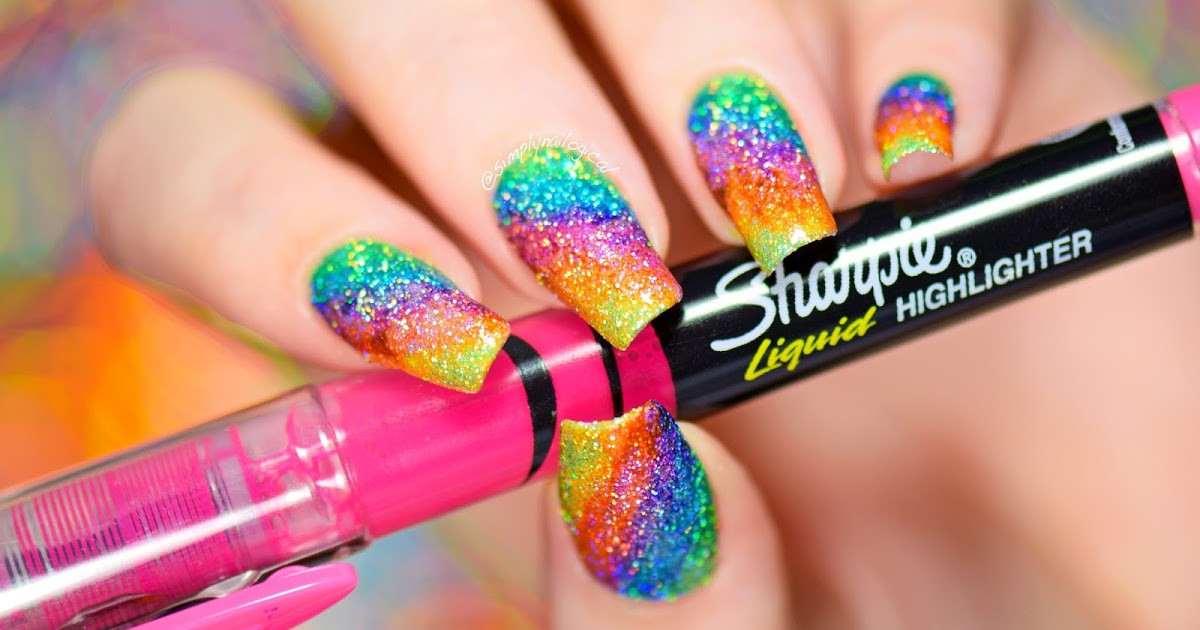 Simply Nailogical Nail Art
 Simply Nailogical Sparkly highlighter rainbow nail art