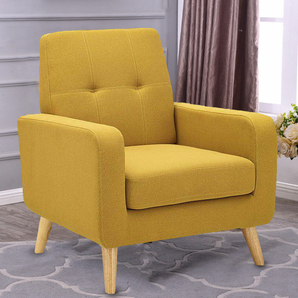 Single Chairs For Living Room
 USA Yellow Modern Single Sofa Arm Chair Fabric Upholstered