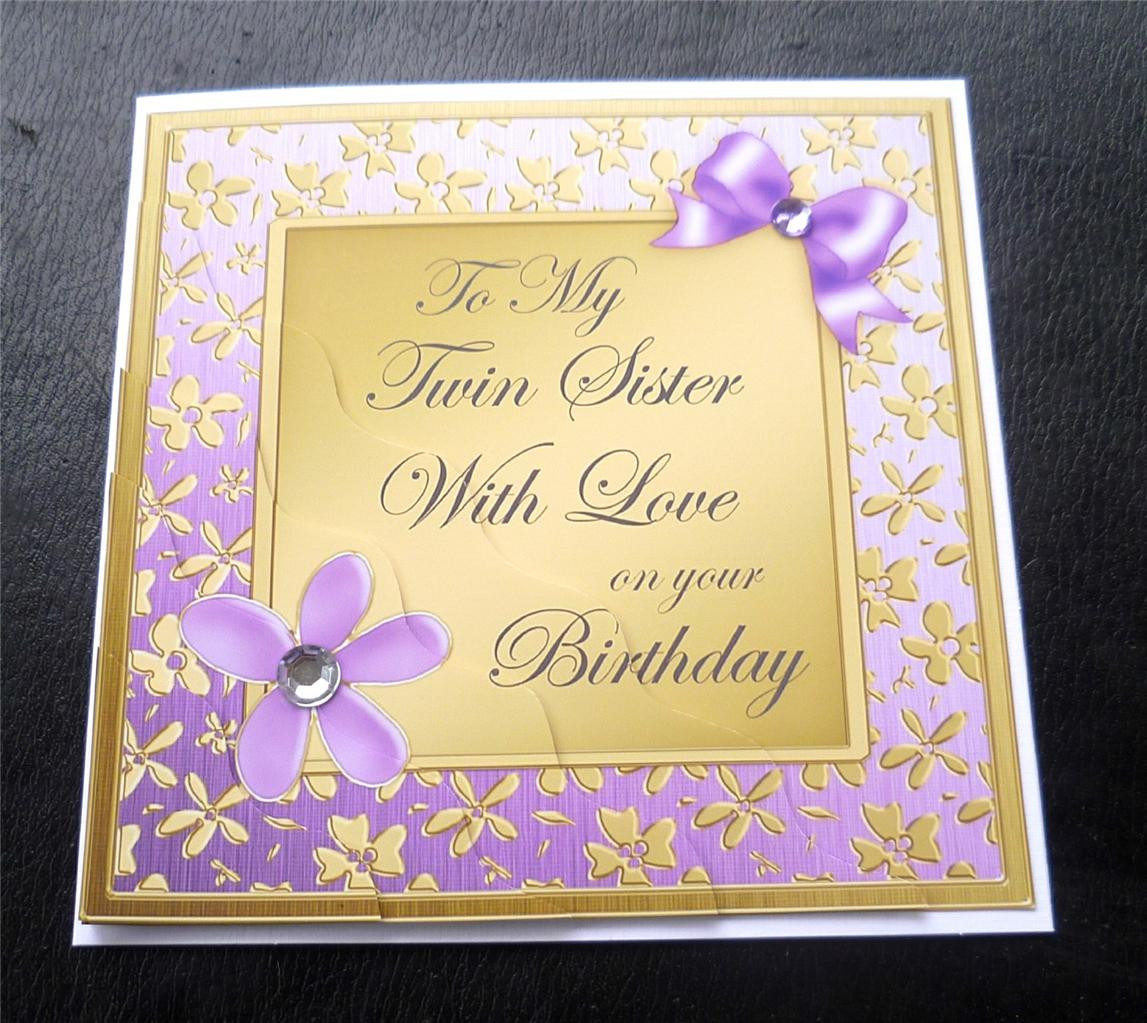 Sister Birthday Card
 To My Twin Sister With Love Birthday Card 4 Colours