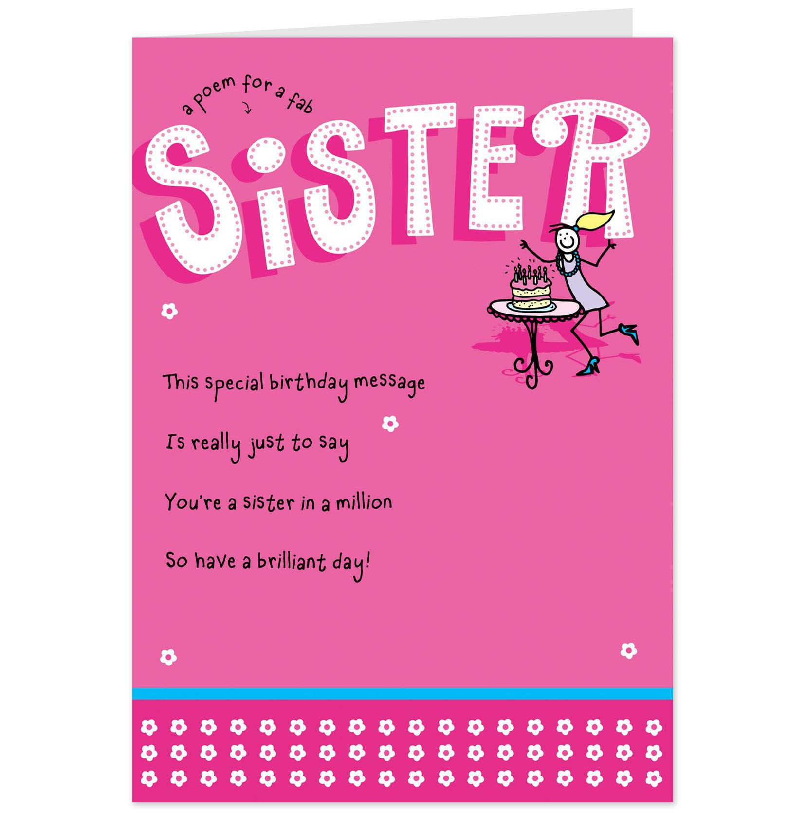 Sister Birthday Card
 Birthday Cards For Sister Free Printables