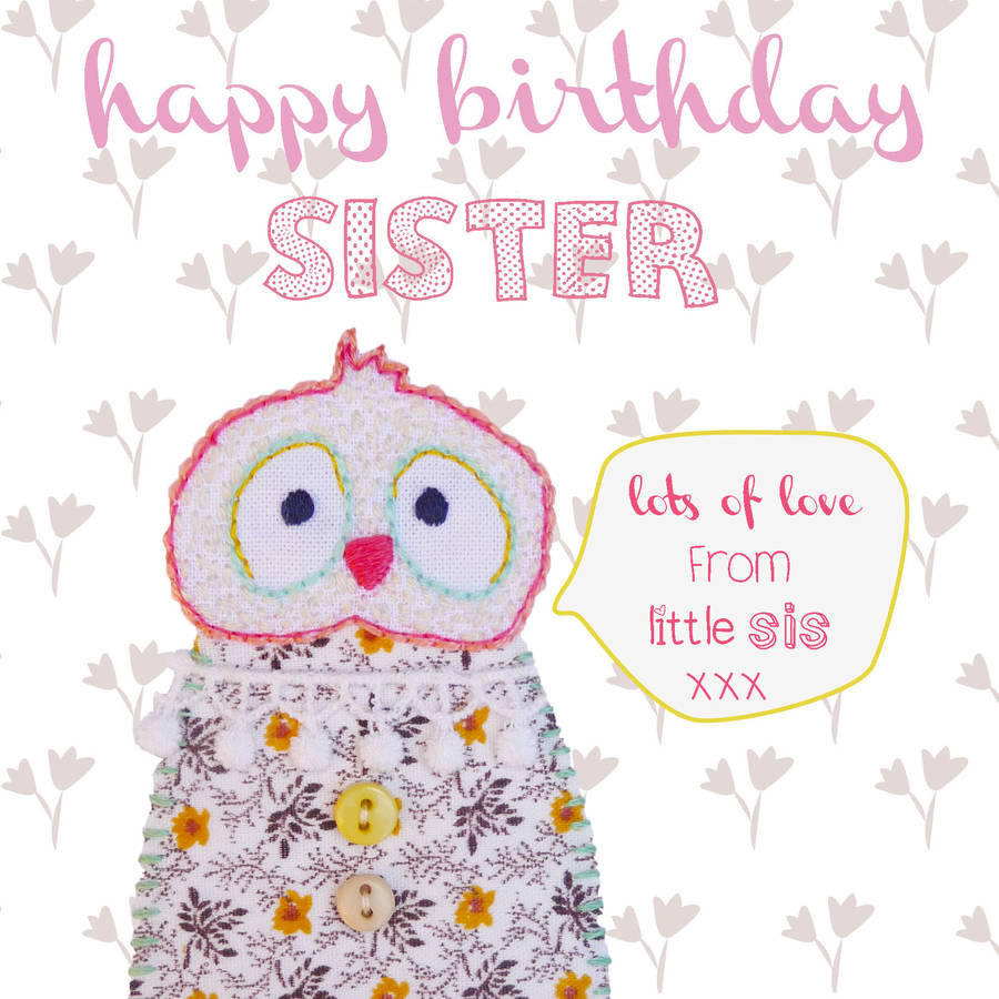 Sister Birthday Card
 happy birthday sister greeting card by buttongirl designs