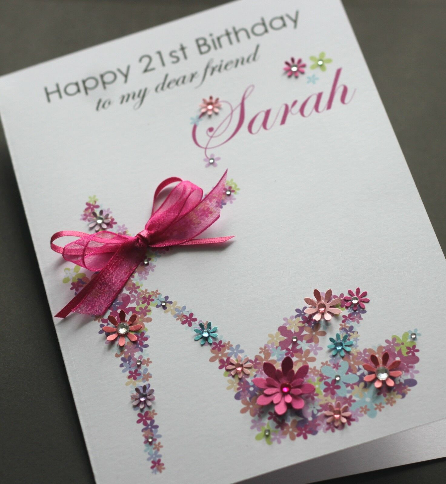Sister Birthday Card
 LARGE A5 Handmade Personalised FLORAL SHOE Birthday Card