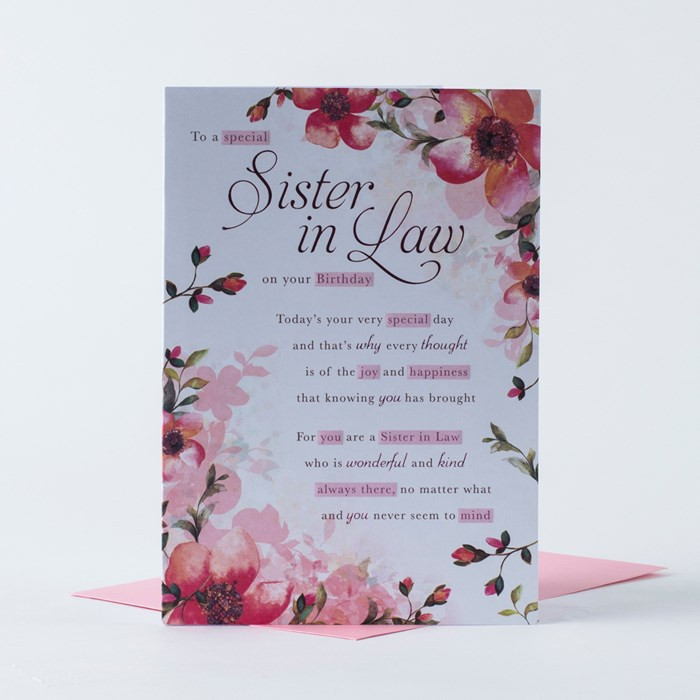 Sister In Law Birthday Card
 Birthday Card Sister in Law Flowery
