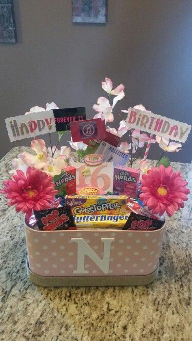Sixteenth Birthday Gift Ideas
 Sweet 16th birthday t basket