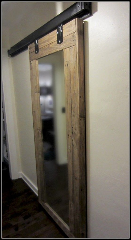 Sliding Bathroom Mirror
 DIY Barn Door of reclaimed pallet wood … in 2019