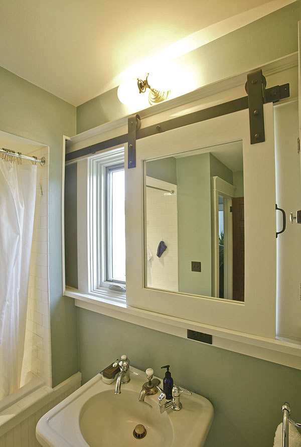 Sliding Bathroom Mirror
 Slide to Hide the Mirror Fine Homebuilding