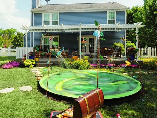 Small Backyard Splash Pad
 Backyard splash pad – the perfect summer fun for the kids