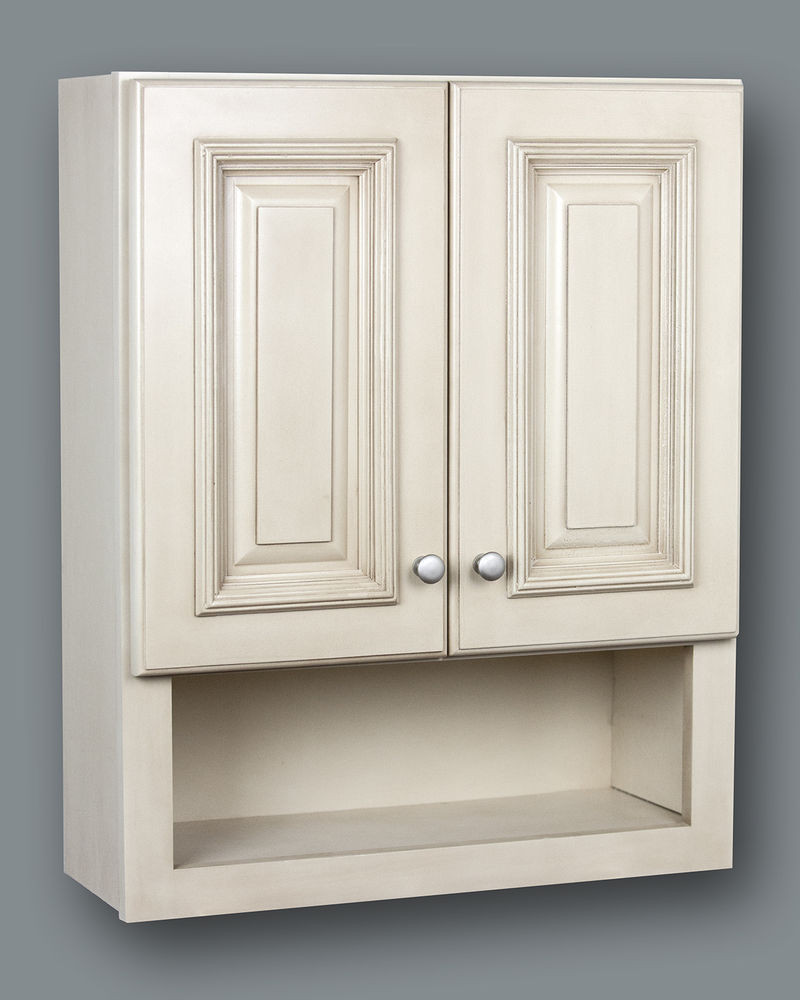 Small Bathroom Wall Cabinets
 Antique white bathroom wall cabinet with shelf 21x26
