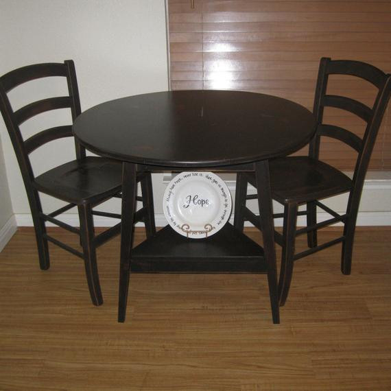 Small Black Kitchen Table
 Items similar to Small Primitive Black Round Kitchen Table