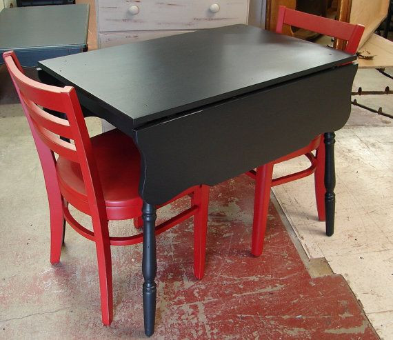 Small Black Kitchen Table
 Small Trestle Black Painted Drop Leaf Kitchen Table