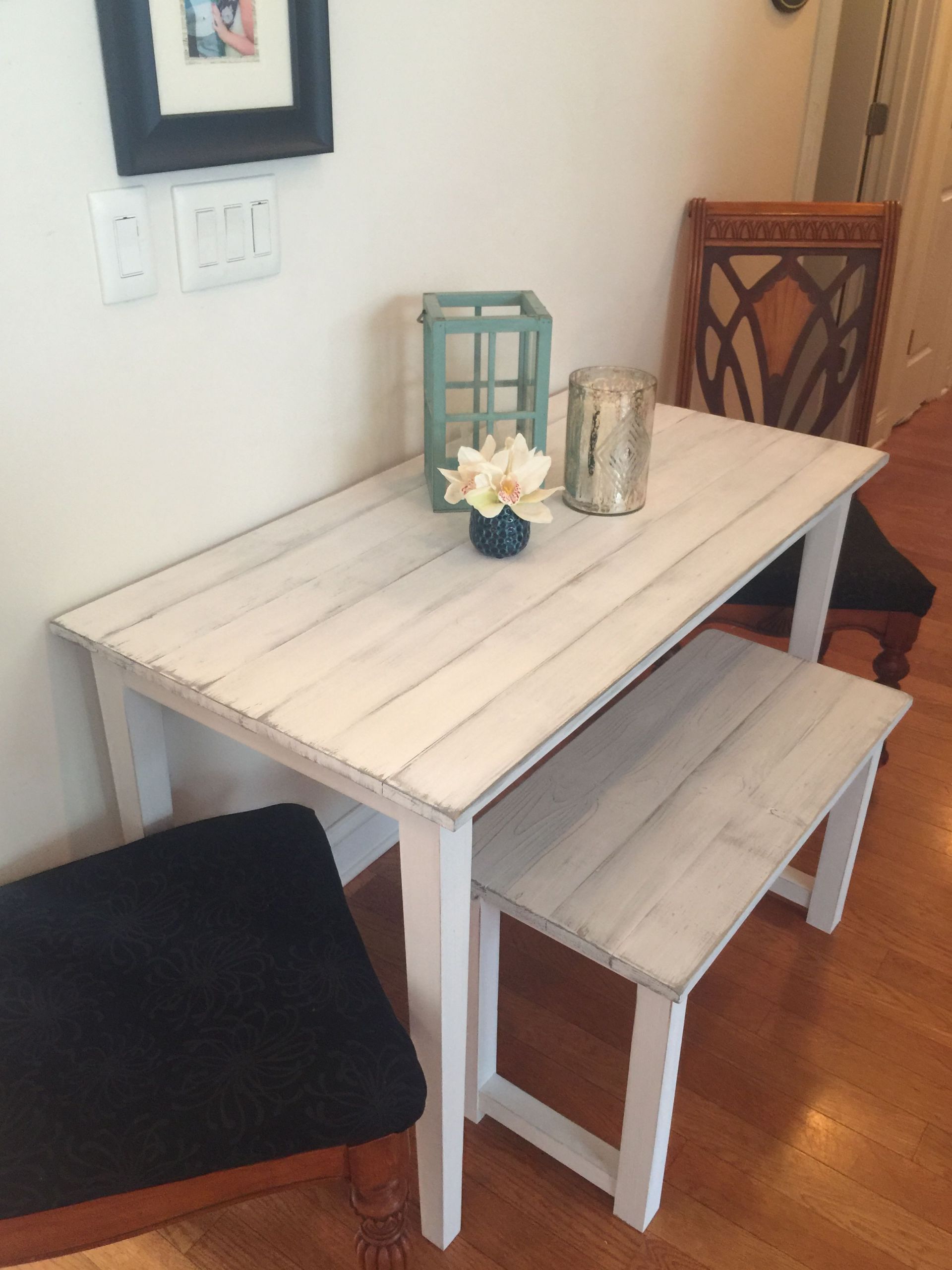 Small Farmhouse Kitchen Table
 Small farmhouse table for small room Bench and distressed