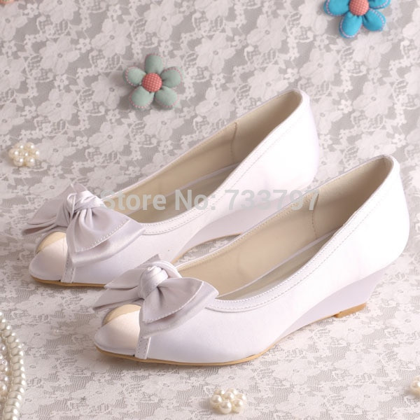 Small Heel Wedding Shoes
 Wedopus MW892 Brand Magic Bride Small Wedge Heel Wedding