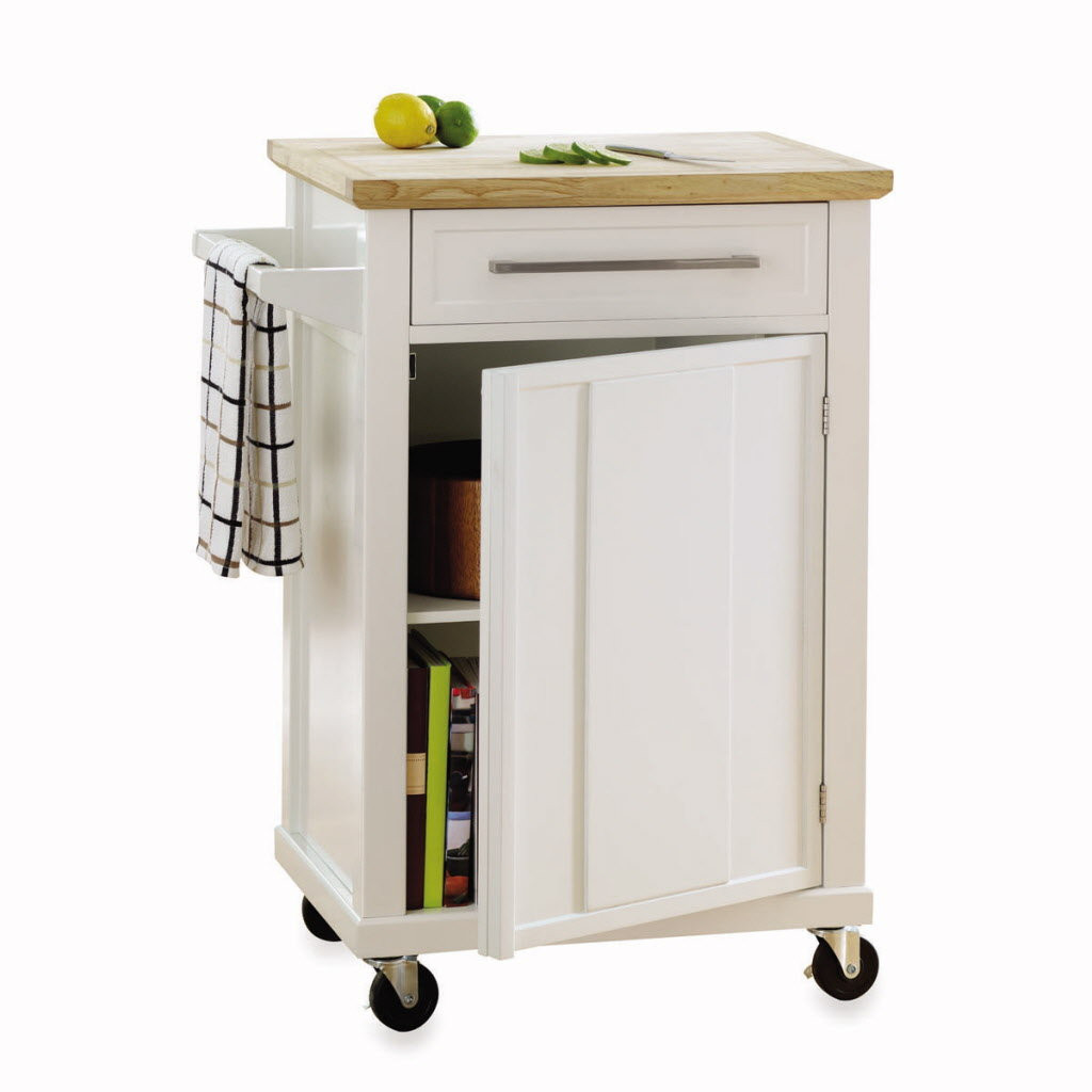 Small Kitchen Carts
 Three wood topped kitchen carts on casters in bud