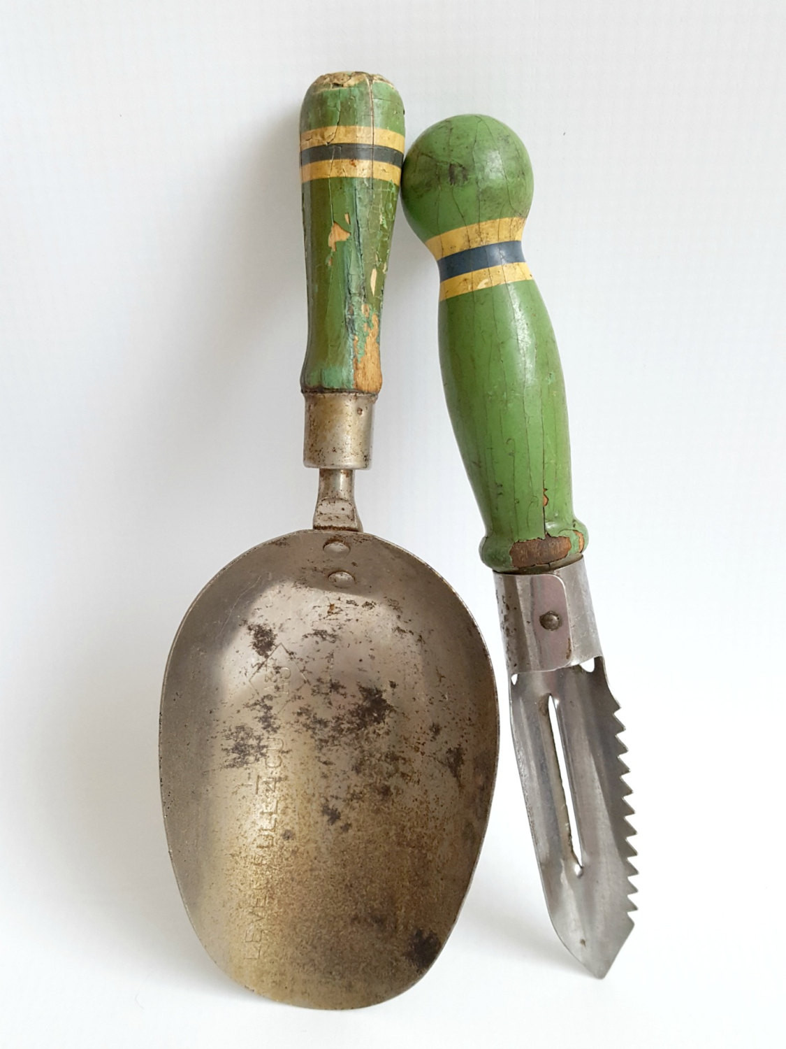Small Kitchen Gadgets
 Vintage Small Kitchen Gad s Tools Chippy Green Wood