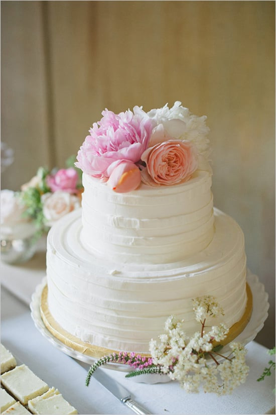 Small Simple Wedding Cakes
 Top a buttercream covered cake with pretty flowers and