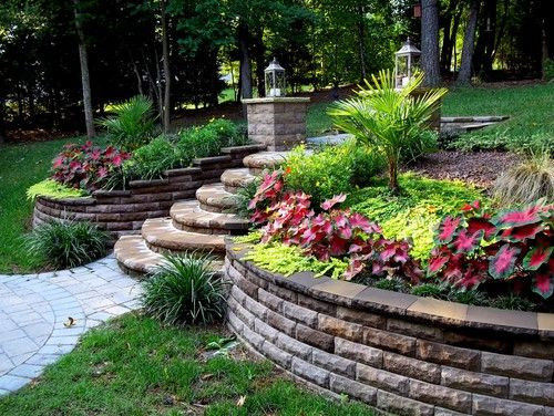 Small Sloped Backyard Ideas
 Landscaping for retaining wall I need to like planting