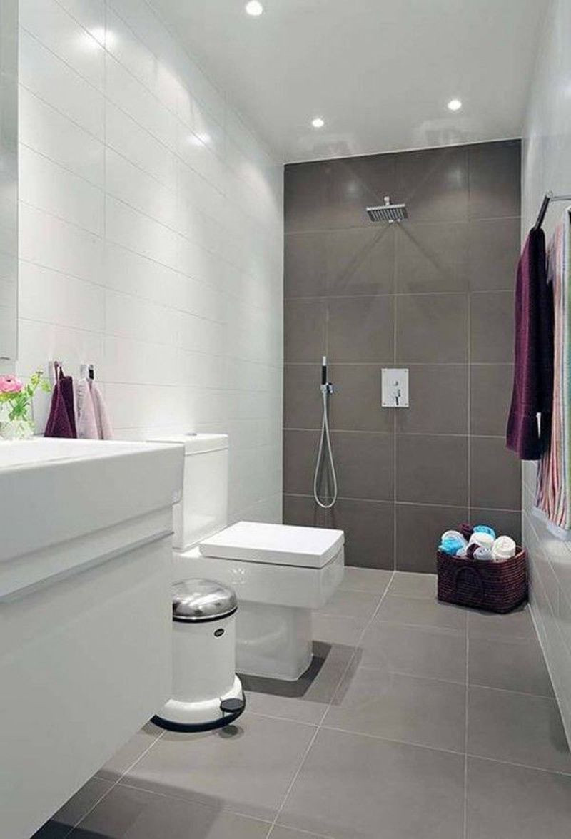 Small Tiled Bathroom
 Natural small bathroom design with large tiles