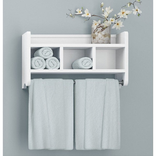 Small White Bathroom Shelf
 Shop Alaterre 25 inch Wood Bath Storage Shelf with Towel