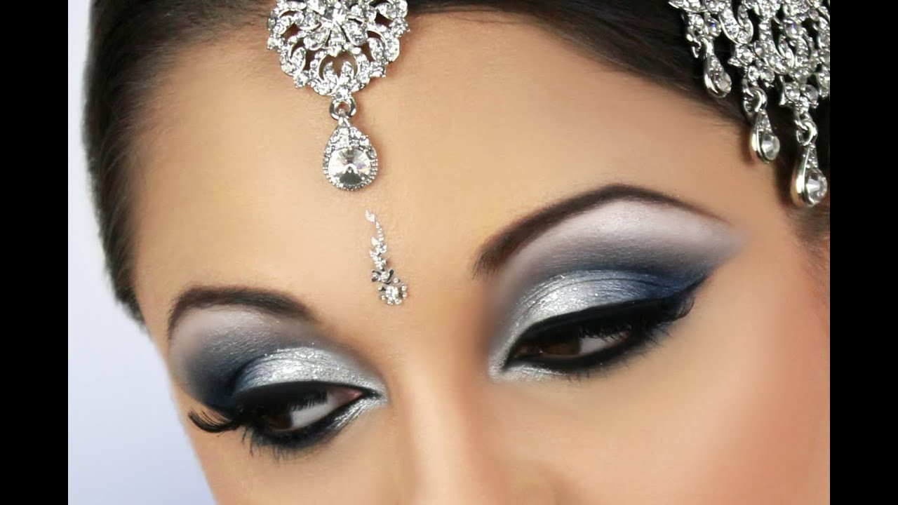 Smokey Eye Wedding Makeup
 silver and blue smokey eye bridal makeup