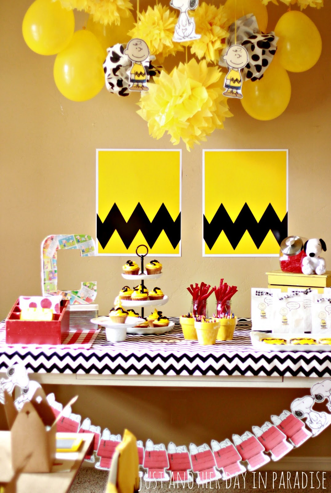 Snoopy Birthday Decorations
 Larissa Another Day A Charlie Brown Birthday Party