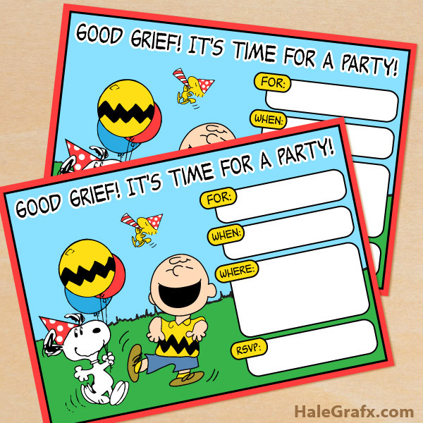 Snoopy Birthday Invitations
 FREE Printable Peanuts Birthday Invitation
