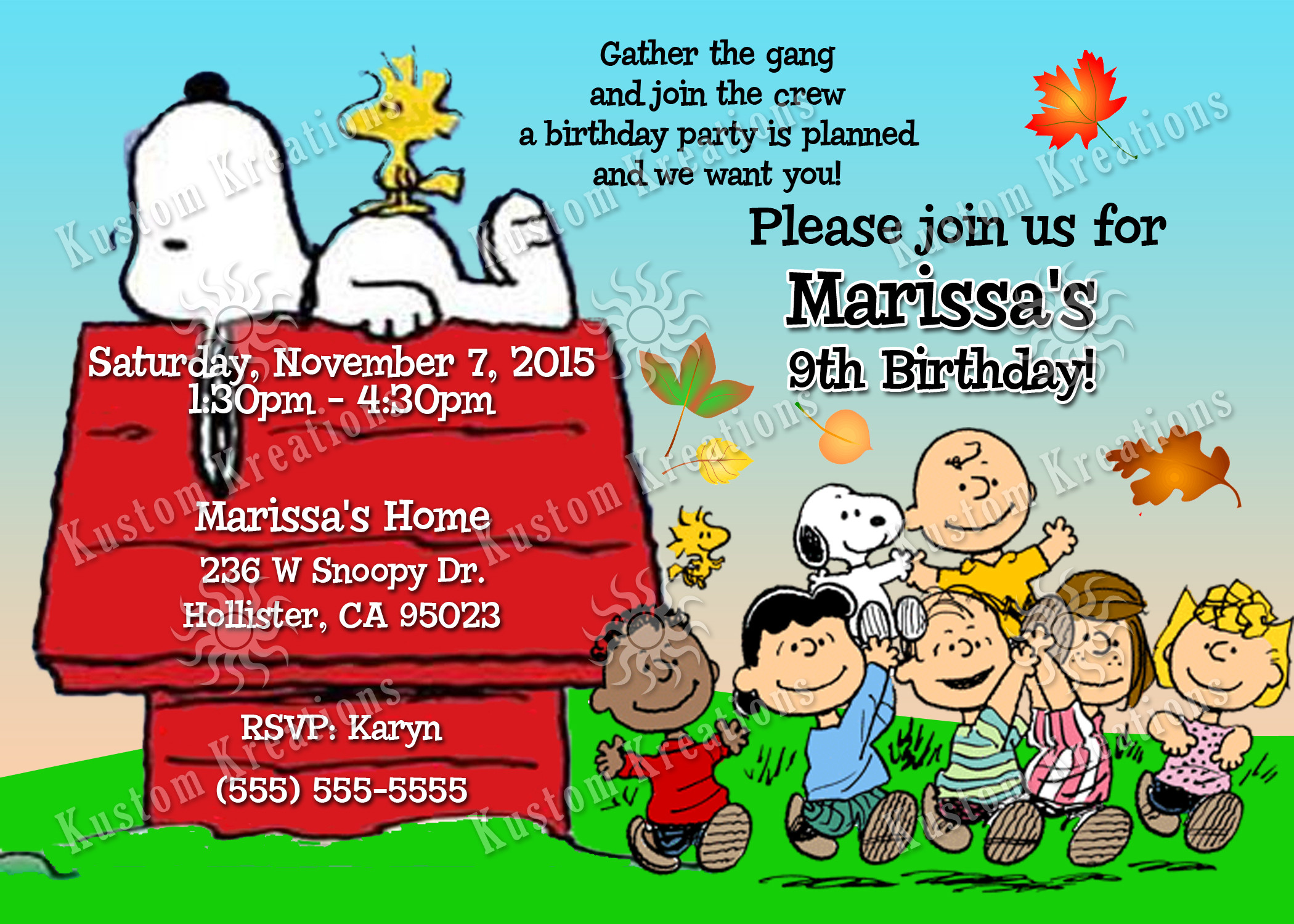 Snoopy Birthday Invitations
 Peanuts Snoopy Birthday Invitations