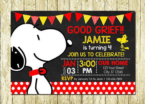 Snoopy Birthday Invitations
 Snoopy Peanuts Personalized Printed Birthday Invitations