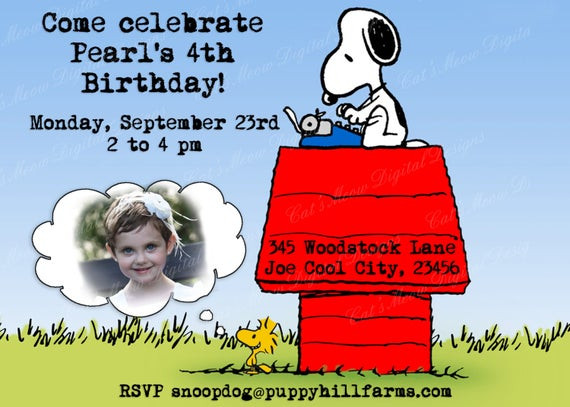 Snoopy Birthday Invitations
 Snoopy Birthday Invitation Personalized Snoopy Invite