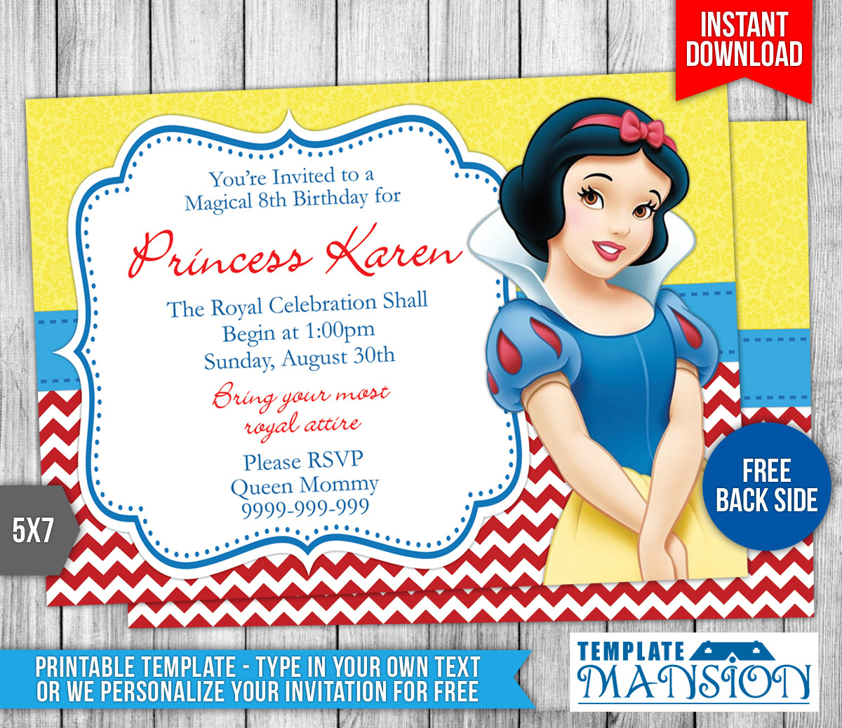 Snow White Birthday Invitations
 Snow White Birthday Invitation 2 by templatemansion on