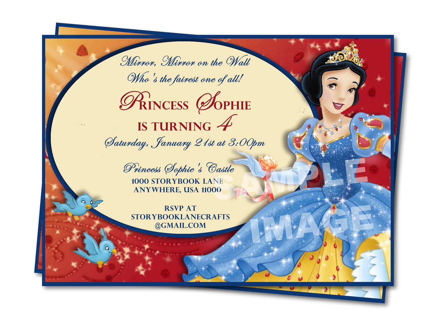 Snow White Birthday Invitations
 Disney Snow White Birthday Invitation Party Printable