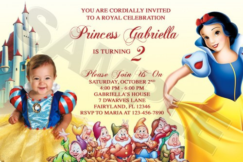 Snow White Birthday Invitations
 Snow White Princess Birthday Party Invitations
