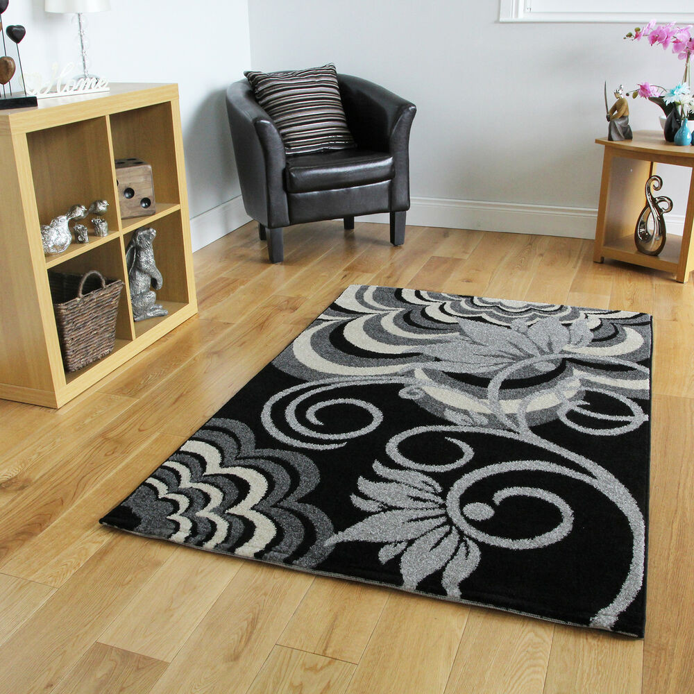Soft Rug For Living Room
 Black Small Rugs Floral Modern Rugs Easy Clean Soft