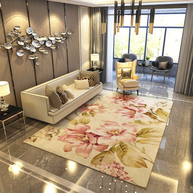 Soft Rug For Living Room
 American Style Flower Carpets For Living Room Romantic