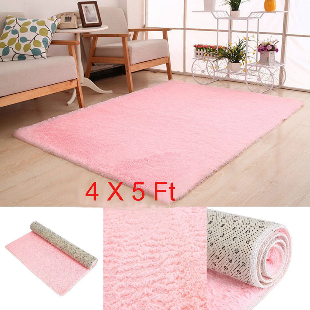Soft Rugs For Living Room
 Living Room Carpet Shag Rug Soft for Children Play Pink