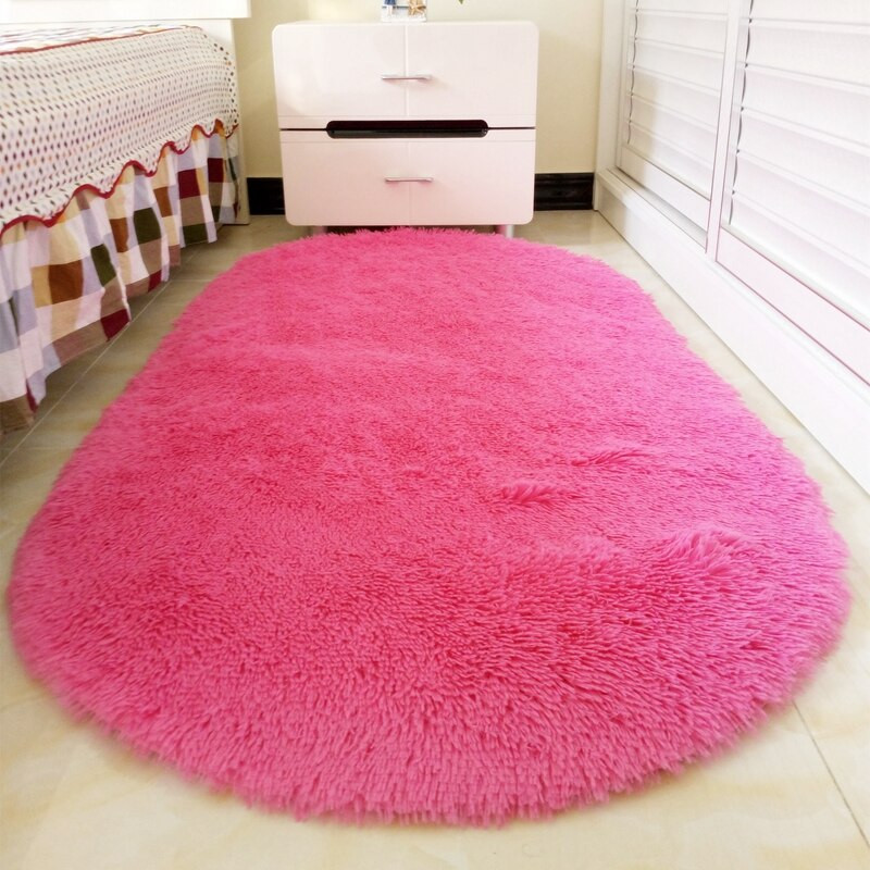 Soft Rugs For Living Room
 12 Colors Ellipse Carpet Mat Long Hair Shaggy Soft Area