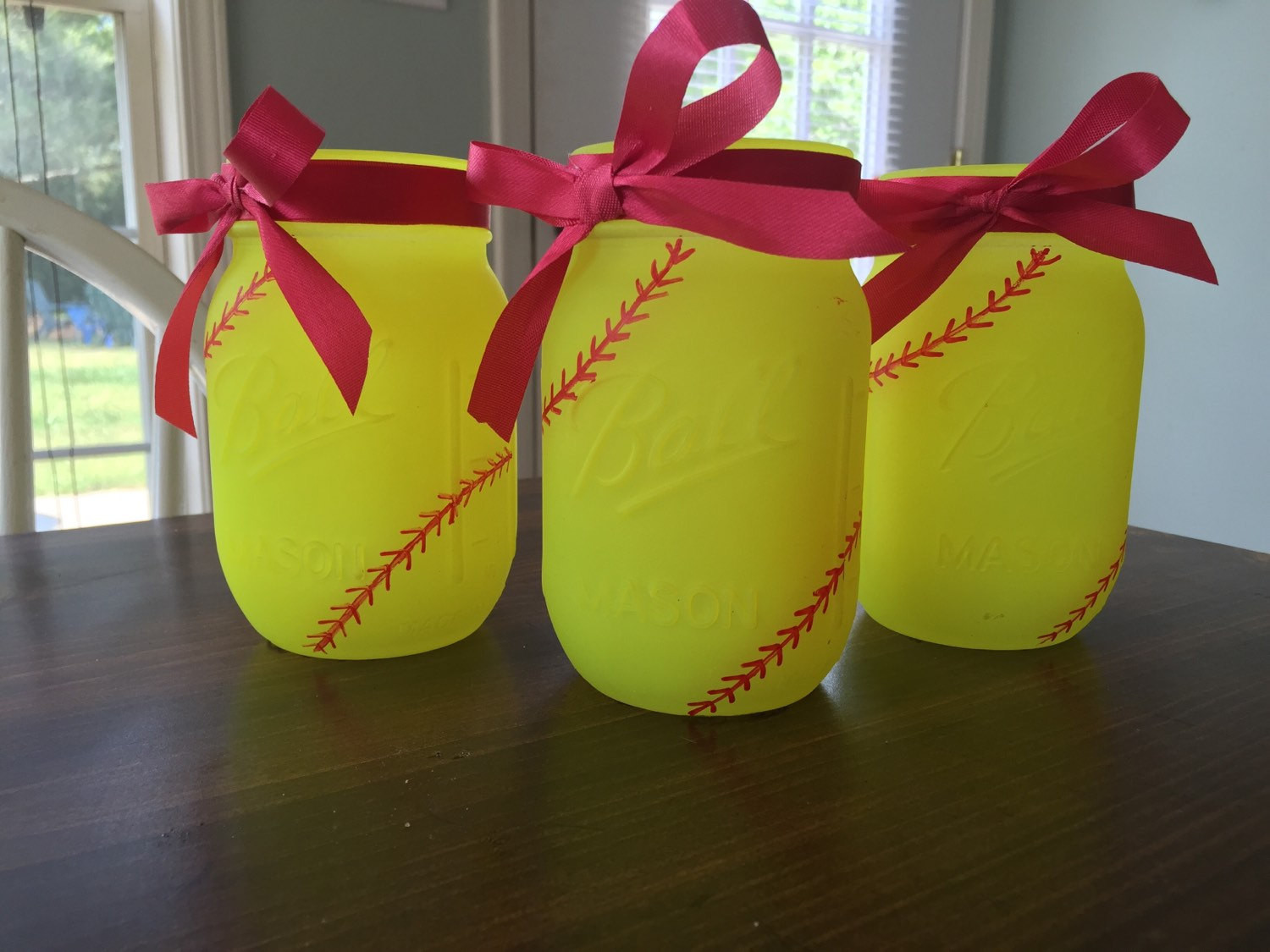 Softball Birthday Party Ideas
 Softball Mason Jars Painted Mason Jars Softball Party Decor