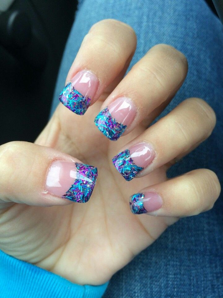 Solar Glitter Nails
 Pretty blue & purple solar nails Nails