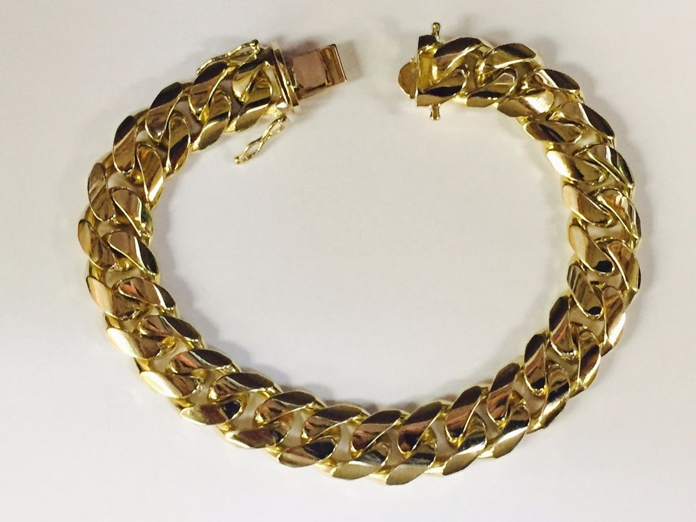 Solid Gold Bracelet
 18k solid gold Miami Cuban Curb Link mens bracelet 9 5" 99