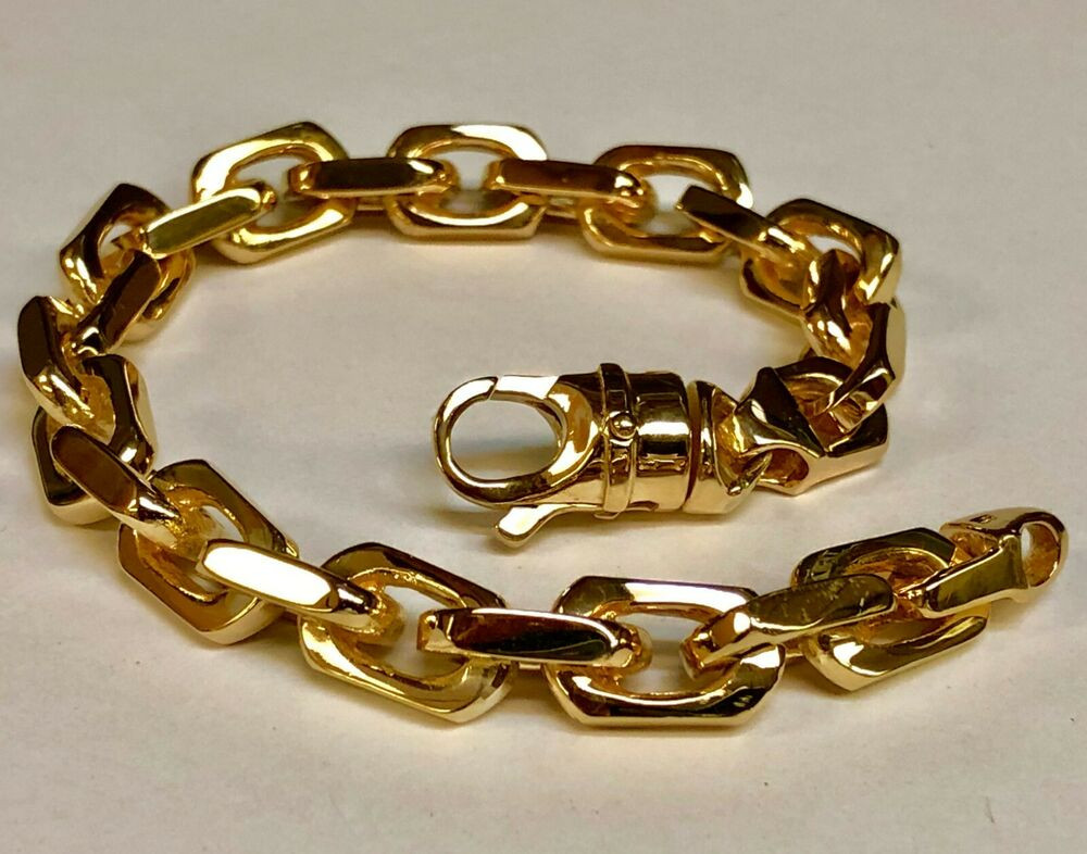 Solid Gold Bracelet
 14k Solid Gold Handmade Link Men s chain Bracelet 8" 80
