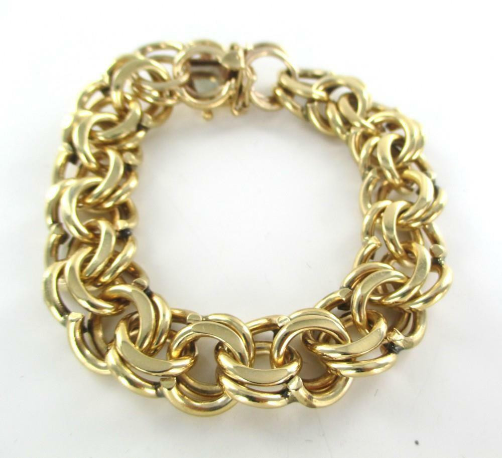 Solid Gold Bracelet
 14KT SOLID YELLOW GOLD BRACELET DOUBLE LINK 62 9 GRAMS