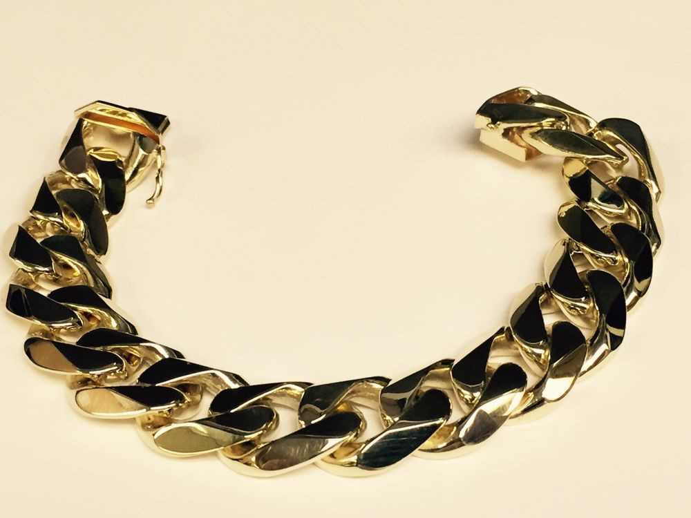 Solid Gold Bracelet
 14kt solid gold handmade Curb Link mens bracelet 8" 125