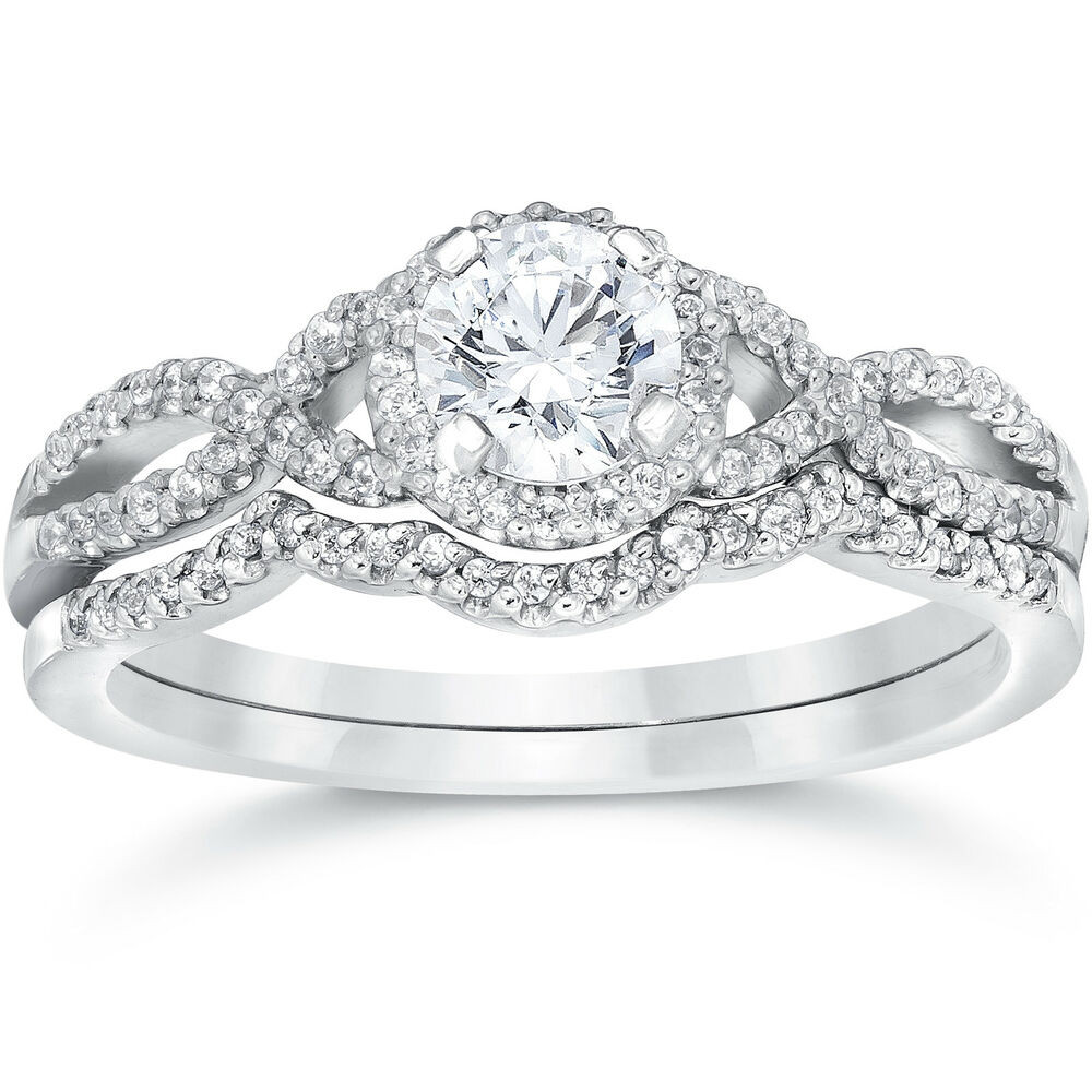 Solitaire Wedding Ring Sets
 3 4ct Diamond Infinity Engagement Wedding Ring Set 14K