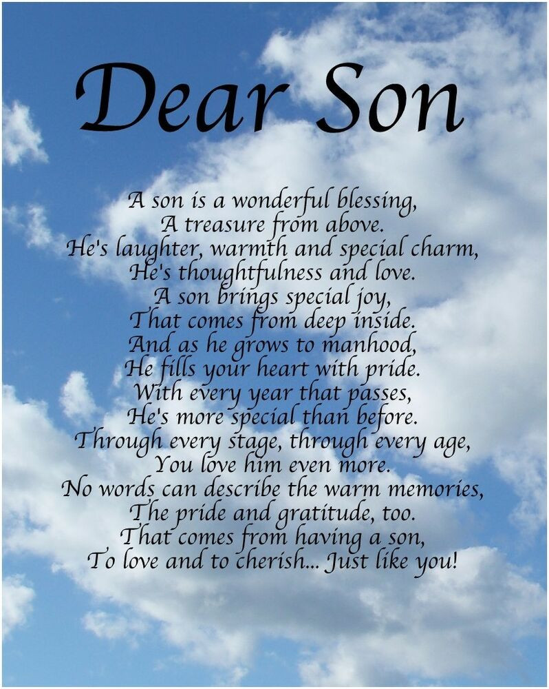 Son Birthday Quotes From Mom
 Personalised Dear Son Poem Birthday Christmas Gift Present