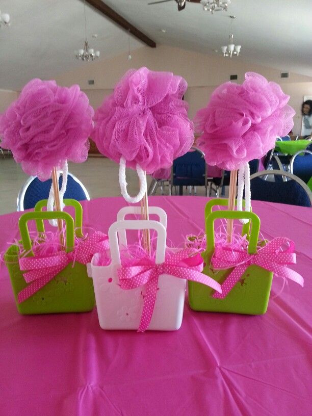 Spa Birthday Party Decorations
 Spa party centerpiece Loofah centerpiece