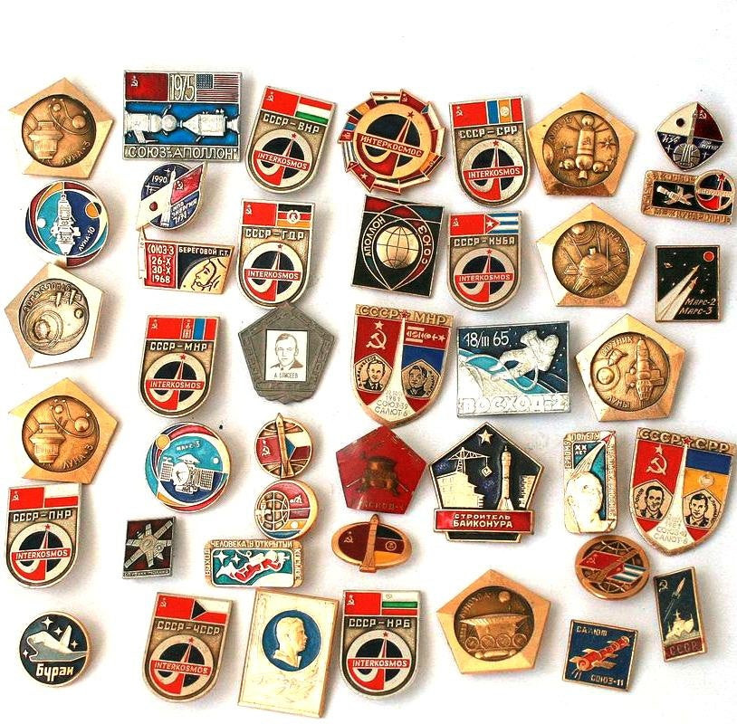 Space Pins
 Vintage Soviet Badges Pins Space Sputnik Cosmonaut Mir